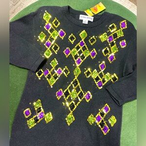 Victoria Harbor vintage 90s sequin contemporary mardi gras! sweater